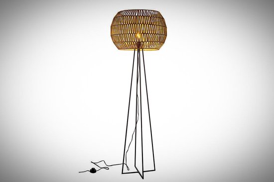 Vloerlamp Design staande lamp woonkamer rattan madura met rotan kap en