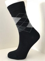 Boru Bamboo Design Square Argyle Sock | Zwart/Grijs, Maat 43/45