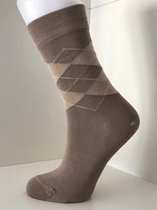 Boru Bamboo Design Square Argyle Sock |Beige, Maat 35/38