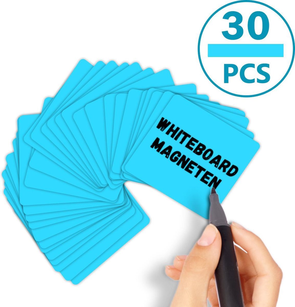 AWEMOZ® Scrum Magneten - 30 stuks - Voor Whiteboard, Magneetbord, Memobord of Magnetisch Tekenbord – Herschrijfbare magneten - Post It Notes – Kanban - 5 x 5 cm - Blauw - AWEMOZ