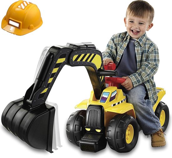 Graafmachine - Speelgoed jongens - Buitenspeelgoed - Zandbak - Loopauto -  Inclusief helm | bol.com