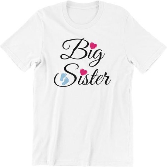 Kinder T-shirt Big Sister - Grote Zus - wit