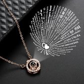 Zilveren Rondje 100 Talen Ik Hou Van Je Ketting - Zilveren Ketting - I Love You Ketting - Cadeau TIP- LIMITED EDITION