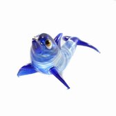 Beeld - Dolfijn - Glas - Blauw - 8x6cmSawahasa  - Thailand - Fairtrade