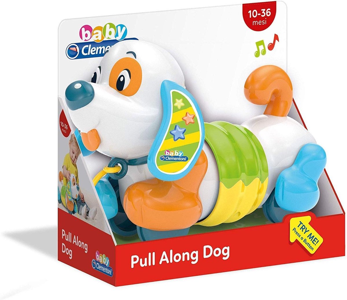 Clementoni – Mon Chien à Tirer Charlie – Jouet De Marche Bébé 12-36 Mois – Articulé, Sons, Corde De Traction – Fabriqué En Italie