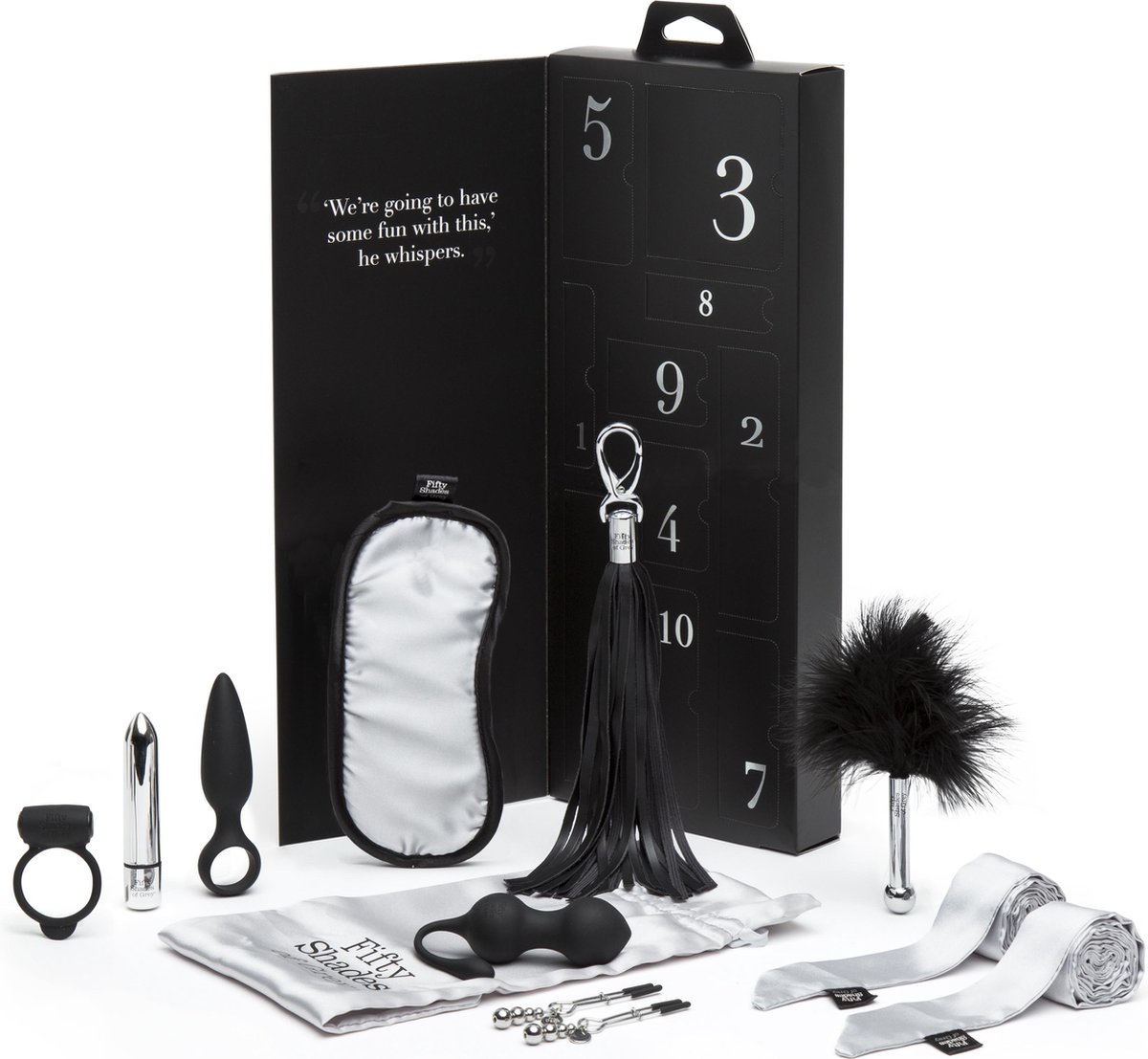 Goedkoopste Fifty Shades Pleasure Overload 10 Days of Play Couple's Kit - Zwart/ Zilver