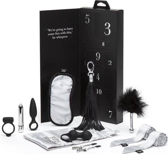Fifty Shades Pleasure Overload 10 Days of Play Couple's Kit - Zwart/ Zilver