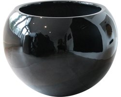 Bloempot fiberstone hoogglans zwart 40cm, voor binnen en bui