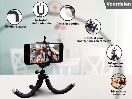 Statief Smartphone - Tripod Iphone - Samsung - Camera - Telefoon - Incl. Telefoon Houder - Zwart (2 in 1) - Premium Commerce