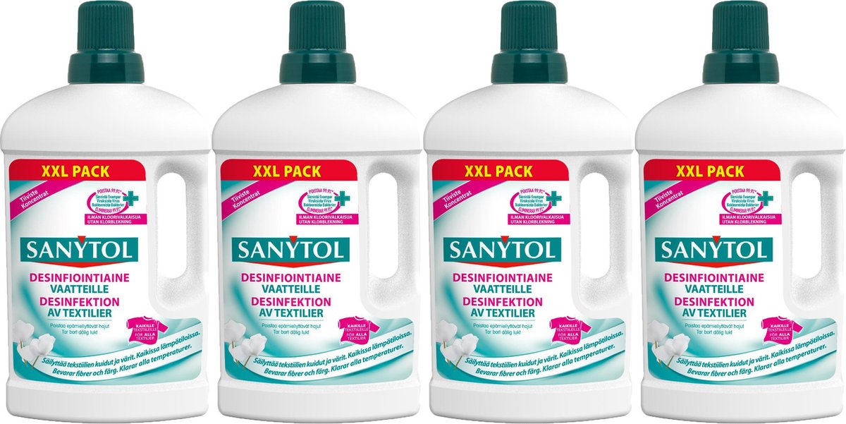 SANYTOL desinfectiemiddel voor wasgoed met witte bloemen - 4 x 1L - Antibacterieel