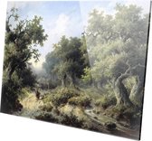 Boslandschap met reizigers | Jacob Cremer | 1849 | Plexiglas | Wanddecoratie | 60CM x 40CM | Schilderij | Oude meesters | Foto op plexiglas