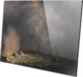 De ontploffing voor Antwerpen van kanonneerboot nr 2 | Martinus Schouman | 1832 | Plexiglas | Wanddecoratie | 150CM x 100CM | Schilderij | Oude meesters | Foto op plexiglas