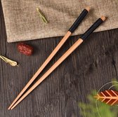 Japanse Eetstokjes - Handgemaakt - Chestnut - Chopsticks - Eetgerei - Inclusief Legger - Lichtbruin/Zwart