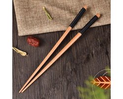 Japanse Eetstokjes - Handgemaakt - Chestnut - Chopsticks - Eetgerei - Inclusief Legger - Lichtbruin/Zwart