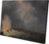 De ontploffing voor Antwerpen van kanonneerboot nr 2 | Martinus Schouman | 1832 | Wanddecoratie | Canvas | 30CM x 20CM | Schilderij | Foto op canvas | Oude meesters