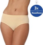 Brubeck Dames Ondergoed Slip Midi - Naadloos Elastisch Katoen 3-Pack - Beige - S