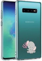 Samsung Galaxy S10 transparant siliconen telefoonhoesje - Olifantje/hartjes