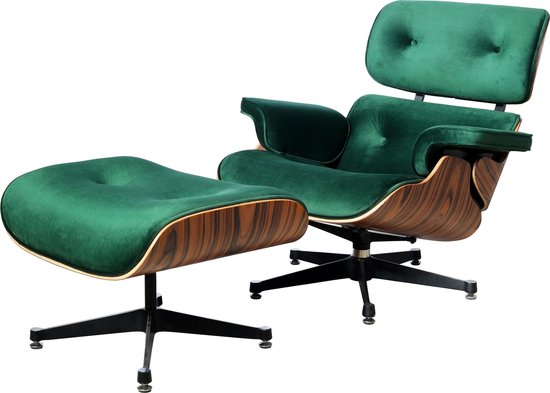 Lounge Chair met Ottoman - Palissander - velvet stof | bol.com