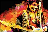 Allernieuwste Canvas Schilderij Jimi Hendrix PopArt Gitarist - Kunst - PopArt - Poster - 50 x 70 cm - Kleur