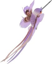 Paarse kolibrie vogel decoratie 15 cm op clip - Woondecoraties home deco versiering