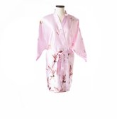 TA-HWA - Dames Kimono Kort- met Kraanvogels - Roze - Maat L