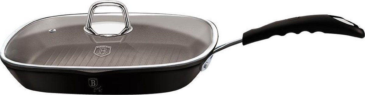 Berlinger Haus - 6130 - Grillpan - 28cm - zwart - +deksel - professioneel