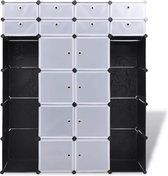 Modulaire kast met 18 compartimenten - opbergkast - zwart en wit - 37 x 146 x 180,5 cm