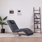 Chaise longue met kussen kunstsuéde grijs