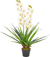 Kunstplant met pot orchidee 90 cm wit