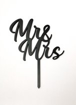 Taarttopper MR&MRS (zwart acrylaat) - Taart decoratie bruiloft