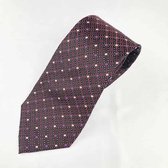 Zijden stropdassen - stropdas heren ThannaPhum Zijden stropdas bordeauxrood met ruitmotief en lichtgekleurde blokjes