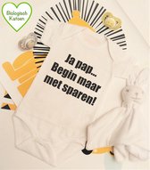 Rompercity - Design Romper Ja Papa begin maar met sparen / Biologisch Katoen / Geboorte Cadeau / Maat 50-56
