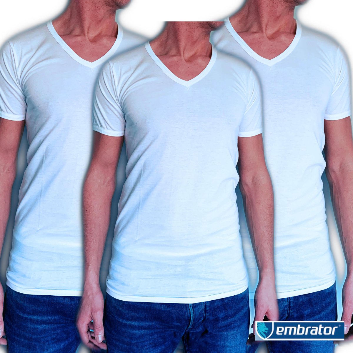 Embrator 3-pack heren T-shirt Invisible met V-hals wit maat 3XL