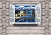View Cottage Waterfalls Nature Photo Wallcovering