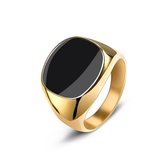 Zegelring met Zwarte Steen - Goud Kleurig - 17-22mm - Ringen Mannen - Ring Heren - Valentijnsdag voor Mannen - Valentijn Cadeautje voor Hem - Valentijn Cadeautje Vrouw