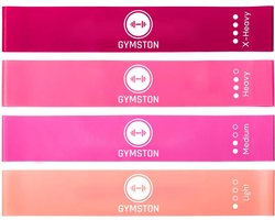 Gymston Weerstandsbanden Set - 4 stuks - Incl. Draagtas en E-Book & Handleiding – Premium Vrouwen Set - Elastiek Fitness band – Fitness banden - Fitness Elastieken, Resistance Band Set , Gymnastiekband , Trainingsbanden Limited Edition