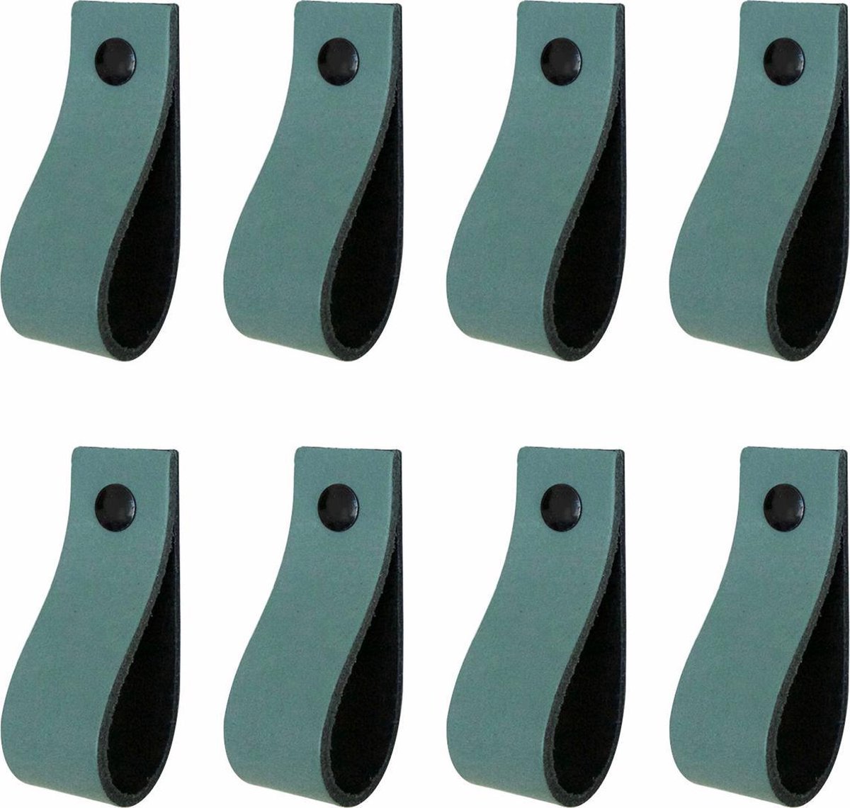 8x Leren handgrepen 'de lus' - maat M (19 x 2,5 cm) -  VAALGROEN - incl. 3 kleuren schroefjes (handgreepjes - leren grepen - greepjes - leren lusjes)