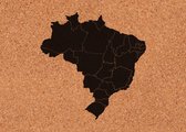 Prikbord kurk | 60x40 cm staand | kaart Brazilië