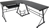 Hoekbureau computertafel - L vormige hoek tafel - toetsenbord en desktop houder - zwart