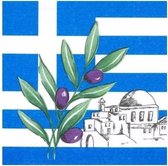 150x Griekenland landen thema servetten 33 x 33 cm - Papieren wegwerp servetjes - Griekse versieringen/decoraties
