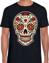 Sugar skull fashion t-shirt rock / punker zwart voor heren S