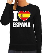 I love Espana supporter sweater / trui voor dames - zwart - Spanje landen truien - Spaanse fan kleding dames M