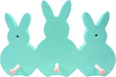 DW4Trading® Konijn kapstok met 3 haken mint groen