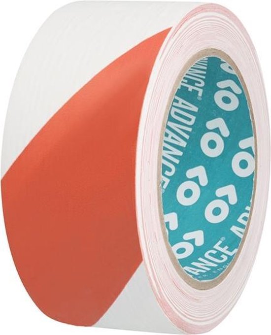 Advance AT8 PVC Markering tape 50mm x 33m Rood/Wit bol