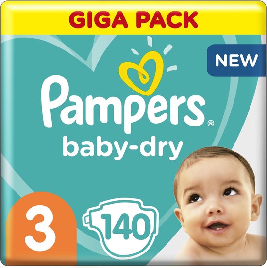 Absoluut experimenteel Plicht Pampers Baby-Dry - Maat 3 (6-10kg) - 140 Luiers - Giga Pack | bol.com