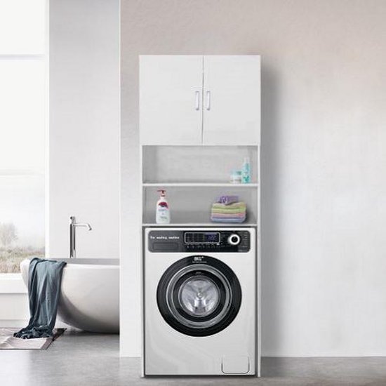 iets blootstelling woensdag Wasmachine kast wasdroger - ombouw meubel wasmachine wasdroger - 190 cm  hoog - wit | bol.com
