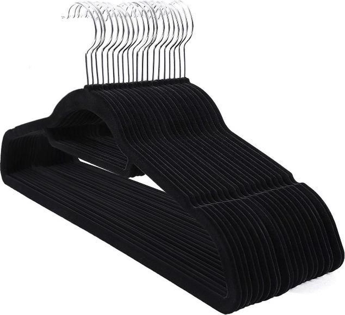 MIRA Home - Kledinghanger zwart - Kledinghangers Antislip - Set van 20 - ABS/Metaal - Zwart - 45x0.6x23.5