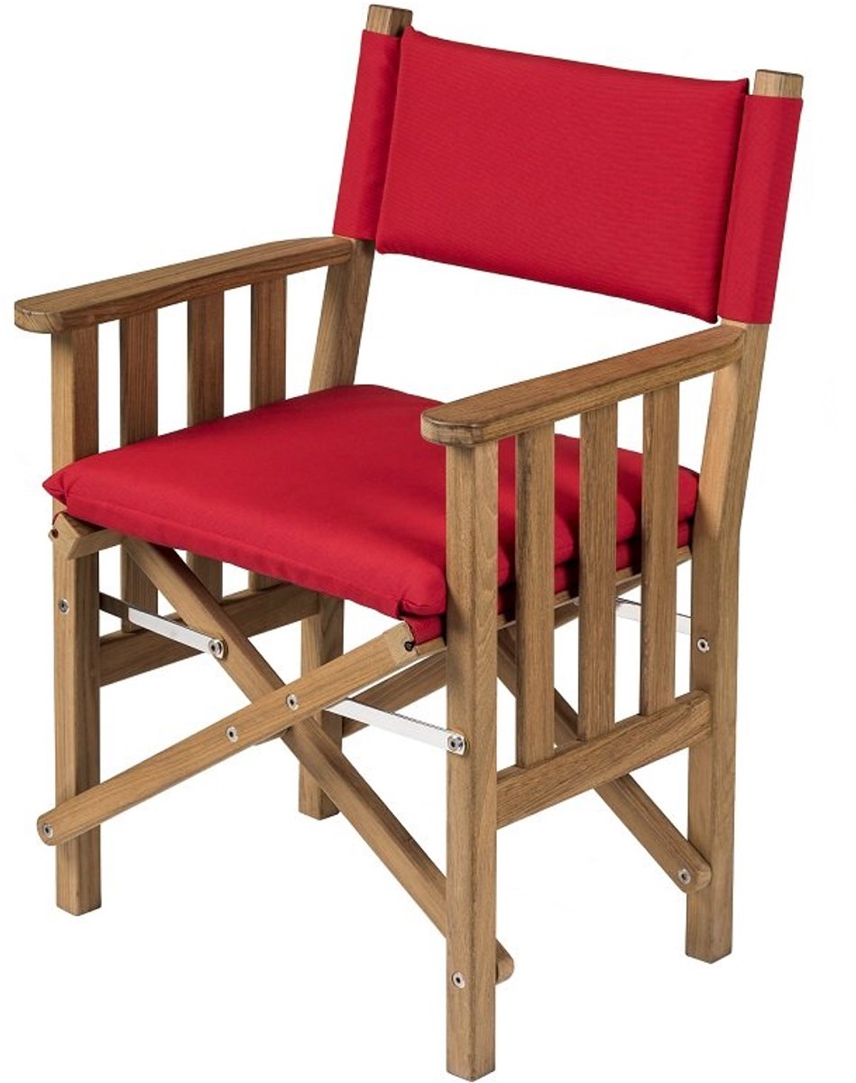 Regisseursstoel II Teak Premium met Forza Rode kussenset (Geolied)