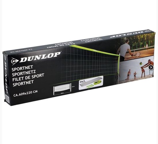 Dunlop multifunctioneel sportnet - lengte 609 cm - volleybal-, badminton-, en tennisnet - Merkloos