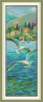 Artstudioclub®  borduurpakketten volwassenen Vogels die over zee vliegen 19 × 48cm